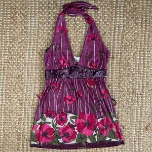 NWT Purple floral halter top